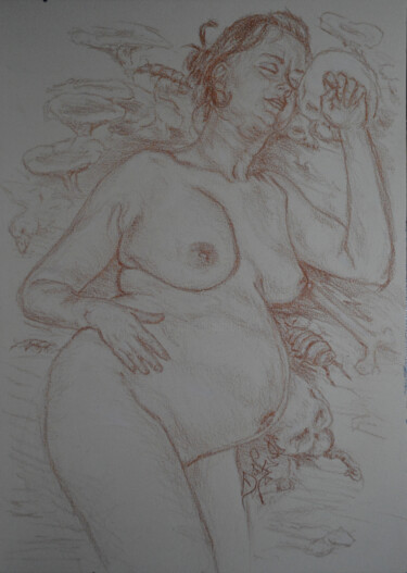 Dessin intitulée "Goddess of Fertilti…" par Diviciac, Œuvre d'art originale, Crayon