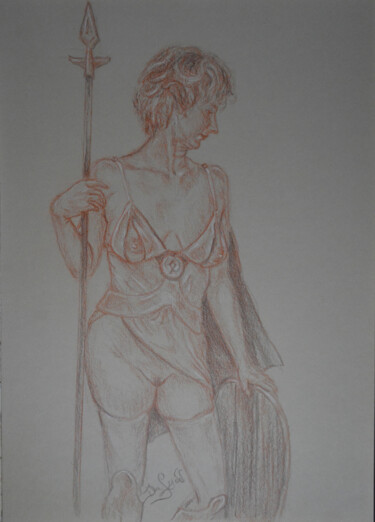 Drawing titled "Valkyrie" by Diviciac, Original Artwork, Pencil