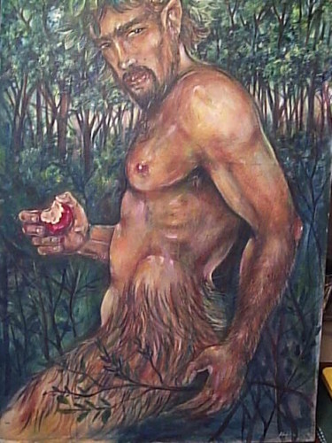 Painting titled "satyr,s lunch" by Divinciboy, Original Artwork