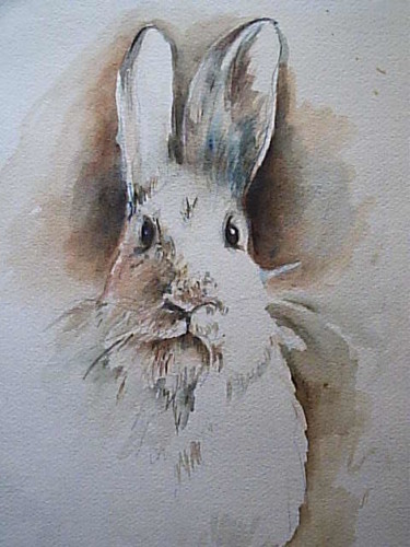Painting titled "pet rabbit" by Divinciboy, Original Artwork