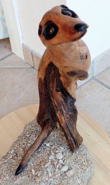 Sculpture titled "Suricate" by Michel Dixmai, Original Artwork, Wood
