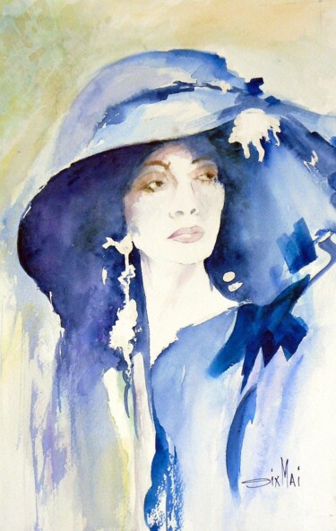 Painting titled "ARLETTE" by Michel Dixmai, Original Artwork, Watercolor Mounted on Cardboard