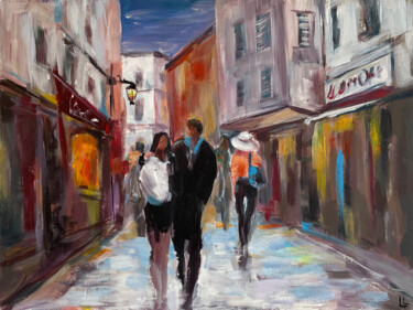 Painting titled "Painting "Stroll"" by Dizlarka, Original Artwork, Acrylic Mounted on Wood Stretcher frame