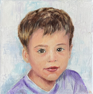 Pintura titulada "Custom kid portrait…" por Dizlarka, Obra de arte original, Oleo Montado en Bastidor de camilla de madera