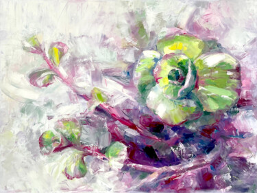 Painting titled "Oil floral painting…" by Dizlarka, Original Artwork, Oil Mounted on Wood Stretcher frame