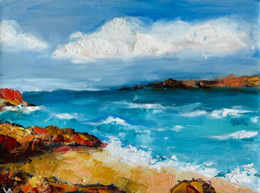 Schilderij getiteld "Sea shore oil paint…" door Dizlarka, Origineel Kunstwerk, Olie