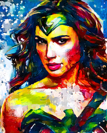 Картина под названием "Wonder woman, Gal G…" - Dizlarka, Подлинное произведение искусства, Цифровая живопись