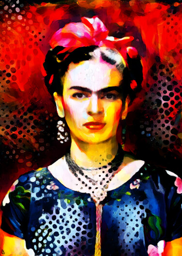 Painting titled "Pop art, Frida Kahl…" by Dizlarka, Original Artwork, Digital Painting
