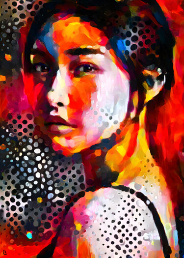 Pittura intitolato "Pop art, Asian woma…" da Dizlarka, Opera d'arte originale, Pittura digitale