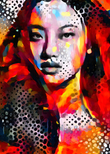 Painting titled "Pop art, Asian woma…" by Dizlarka, Original Artwork, Acrylic