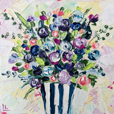 Картина под названием "Roses in a vase, a…" - Dizlarka, Подлинное произведение искусства, Масло