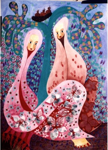 Pintura intitulada "Paroles de couleurs" por Djahida Houadef, Obras de arte originais