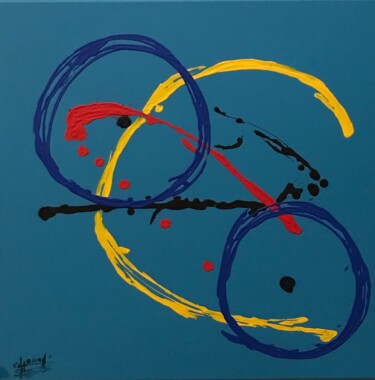 Malarstwo zatytułowany „Vélo-futur” autorstwa Djamael Soulaimana (Swun), Oryginalna praca, Akryl