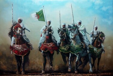 Peinture intitulée "horses" par Djamel Eddine Assal, Œuvre d'art originale, Huile