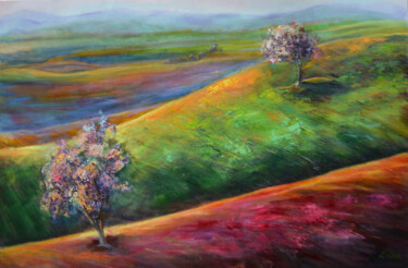Картина под названием "Field, Oil Painting…" - Djamel Eddine Hafis, Подлинное произведение искусства, Масло