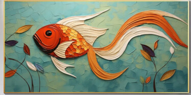 Painting titled "Swimming Fish 2" by Djamel Eddine Hafis, Original Artwork, Acrylic