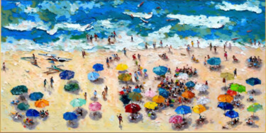 Ζωγραφική με τίτλο "Beach Seascape 3" από Djamel Eddine Hafis, Αυθεντικά έργα τέχνης, Ακρυλικό