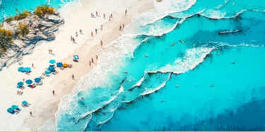 Картина под названием "Beach 3" - Djamel Eddine Hafis, Подлинное произведение искусства, Акрил