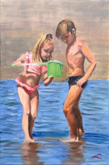 Painting titled "Low Tide" by Djamel Eddine Hafis, Original Artwork, Oil