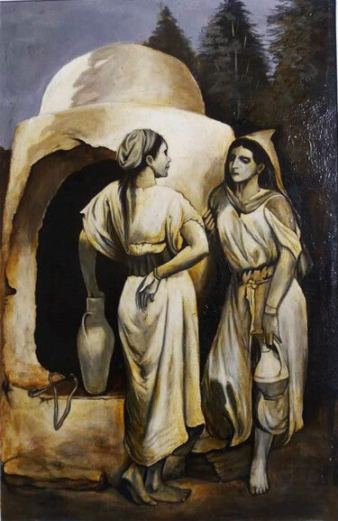 Peinture intitulée "Algerian women" par Djamel Eddine Mebrek, Œuvre d'art originale, Aquarelle