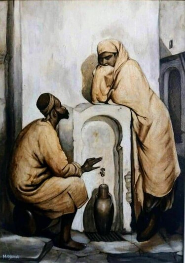 Malarstwo zatytułowany „Algiers Casbah (Wat…” autorstwa Djamel Eddine Mebrek, Oryginalna praca, Akwarela