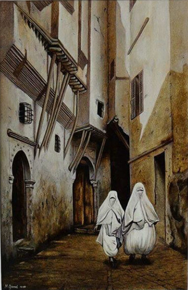 「Red Sea Street, Cas…」というタイトルの絵画 Djamel Eddine Mebrekによって, オリジナルのアートワーク, 水彩画