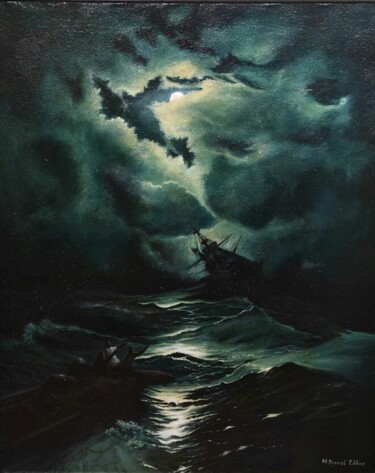 Pintura intitulada "The storm over the…" por Djamel Eddine Mebrek, Obras de arte originais, Óleo Montado em Armação em madei…
