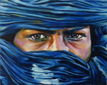 Peinture intitulée "homme de touareg" par Djamel Temtem, Œuvre d'art originale, Huile