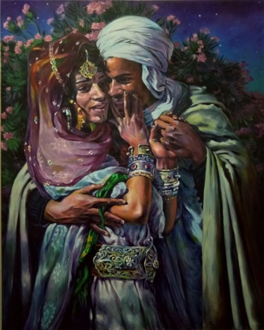 Peinture intitulée "Esclave d'amour et…" par Djamel Temtem, Œuvre d'art originale, Huile