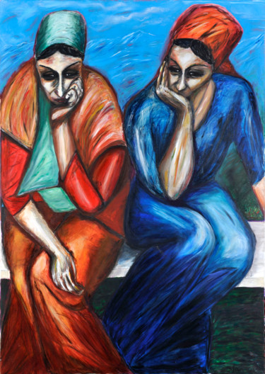 Malerei mit dem Titel "Les Songeuses" von Djamila Gassoian, Original-Kunstwerk, Öl