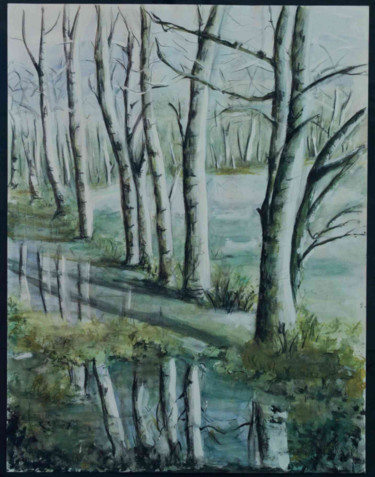 Malerei mit dem Titel "la-chaleur-glaciale" von Djaouida Lamri, Original-Kunstwerk, Aquarell