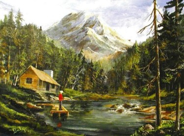 Painting titled "Gone fishing" by David Daly, Original Artwork