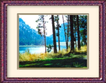 Painting titled "Lake thru trees" by David Daly, Original Artwork, Other
