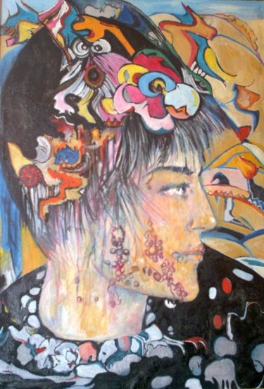 Peinture intitulée "femme du sud" par Saiah, Œuvre d'art originale, Huile