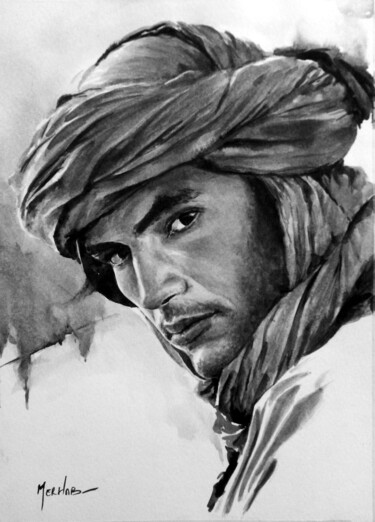 Painting titled "Nomad" by Djelloul Merhab, Original Artwork, Watercolor