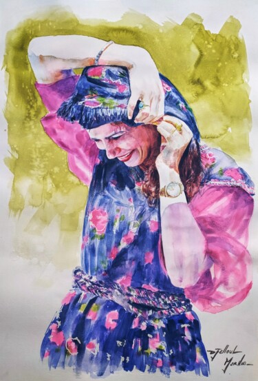 Картина под названием "Be Beautiful" - Djelloul Merhab, Подлинное произведение искусства, Акварель