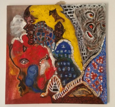 Ζωγραφική με τίτλο "les panseur africai…" από Jim Art, Αυθεντικά έργα τέχνης, Ακρυλικό