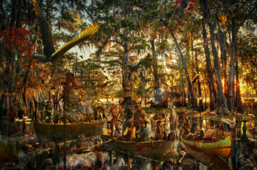 Digitale Kunst getiteld "Mangrove swamp" door Djimme Dorje Ahni, Origineel Kunstwerk, Digitale collage