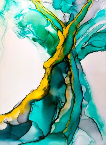 Malerei mit dem Titel "TREE OF LIFE" von Djuliana Prix, Original-Kunstwerk, Tinte Auf Karton montiert
