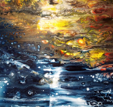 Картина под названием "SEA AND SUNSET" - Djuliana Prix, Подлинное произведение искусства, Акрил Установлен на Деревянная рам…