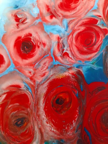 Painting titled "SCARLET ROSES" by Djuliana Prix, Original Artwork, Acrylic