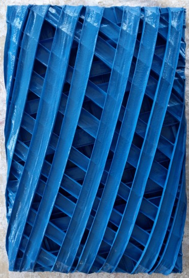 Sculpture titled "Light Blue Crossroa…" by Dieter List, Original Artwork, Plaster