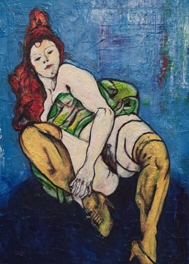 Peinture intitulée "THE MODEL" par Dla.Llera, Œuvre d'art originale, Acrylique