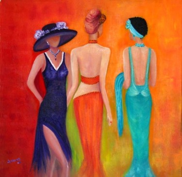 Painting titled "soirée cocktail" by D Laure, Original Artwork, Oil