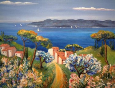 Peinture intitulée "paysage méditerrané…" par D Laure, Œuvre d'art originale, Huile