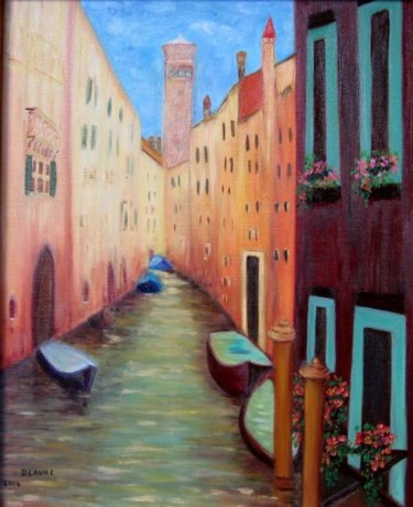 Painting titled "Venise" by D Laure, Original Artwork, Oil