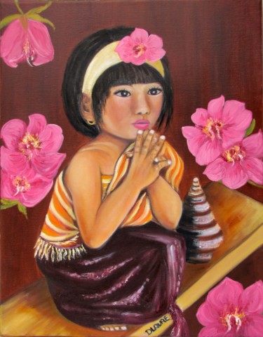 Painting titled "Maï Lan" by D Laure, Original Artwork, Oil Mounted on artwork_cat.