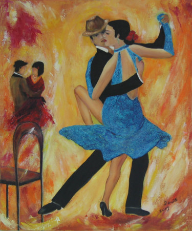 Peinture intitulée "tango argentin" par D Laure, Œuvre d'art originale, Huile Monté sur artwork_cat.
