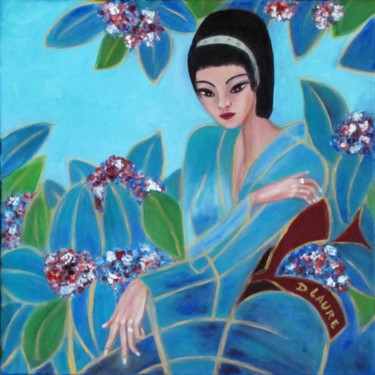 Malerei mit dem Titel "Fleur parmi les fle…" von D Laure, Original-Kunstwerk, Öl