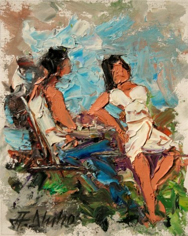 Painting titled ""Lounging" by ANDRE…" by Andre, Yary, & Peter Dluhos, Original Artwork, Oil